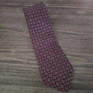Liberty Of London Men's Burgundy Silk Tie Classic Medallion Made In The USA